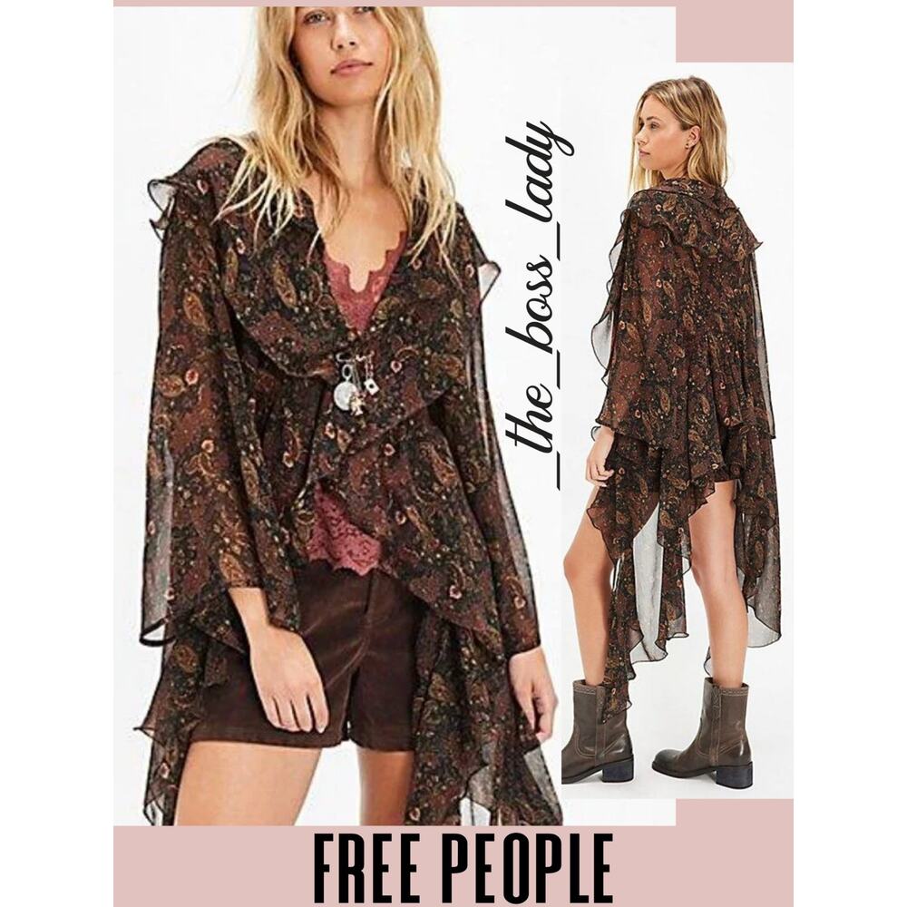 Free People duster high low ruffled all tous one-piece asymmetrical kaftan